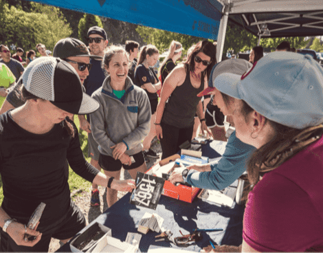 Runners registering for an event